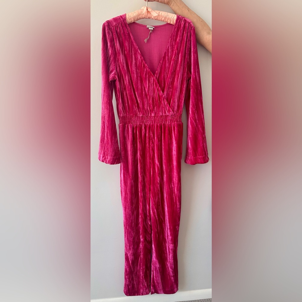 Magenta Velvet Jumpsuit